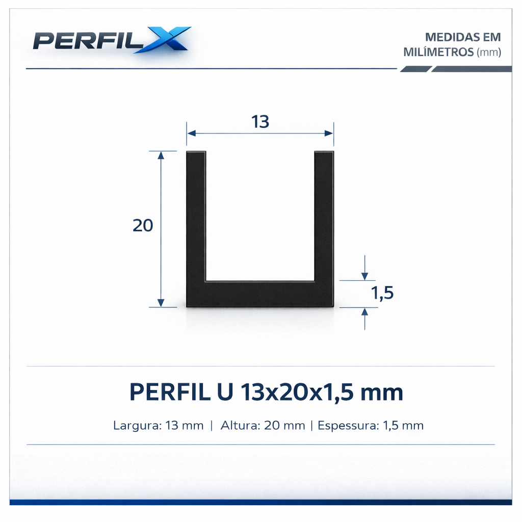 Perfil U 13x20x1,5
