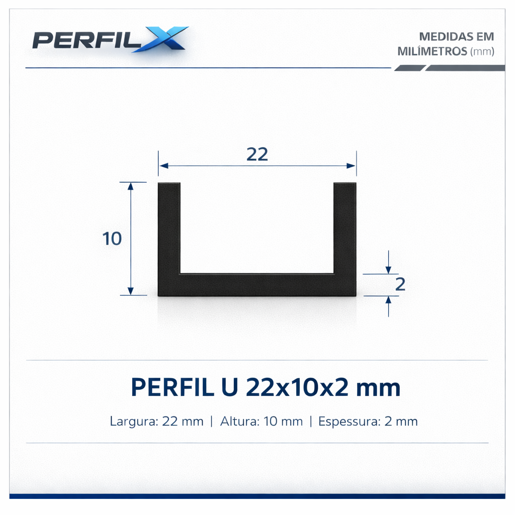 Perfil U 22x10x2